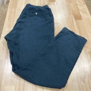 Faherty Men’s 100% Linen Slate Blue Pull on Drawstring Pants Size L
